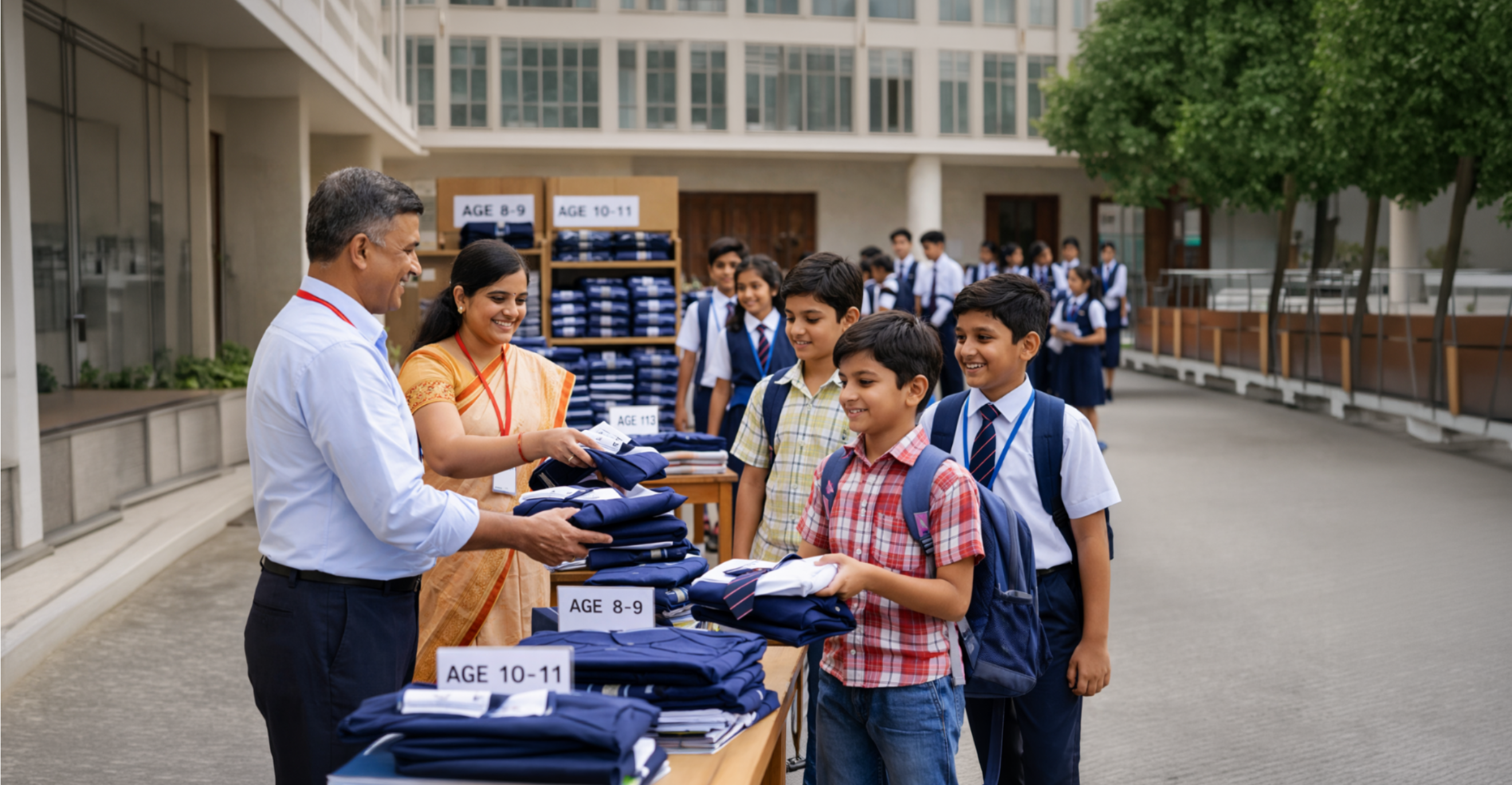 Uniform distribution day at school
