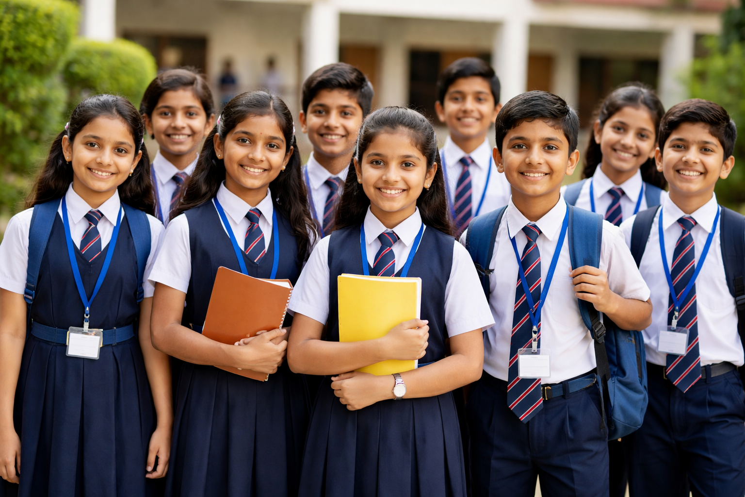 Indian school children in uniform — group photo